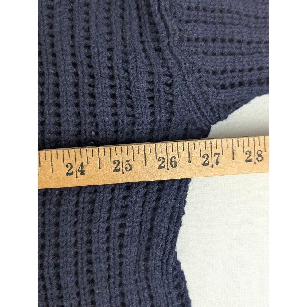 Talbots Plus Womens 3X Navy Blue 100% Cotton Open Knit Ribbed Pullover Sweater - Picture 8 of 12